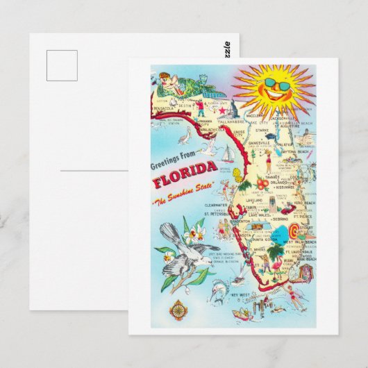 Vintage Karte Florida (Vorne/Hinten)