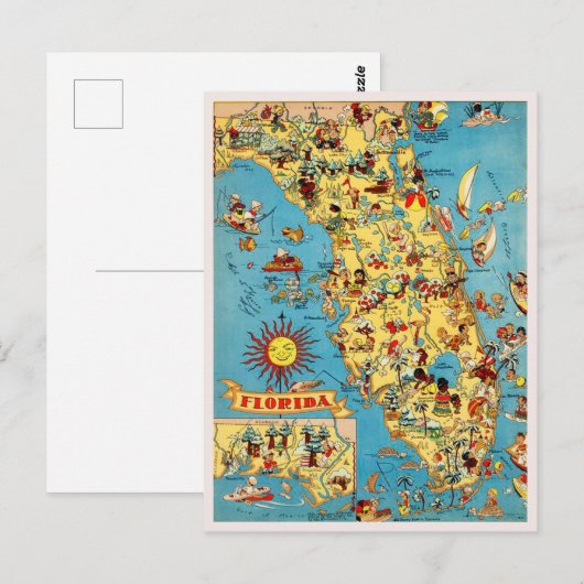 Vintage Karte Florida (Vorne/Hinten)