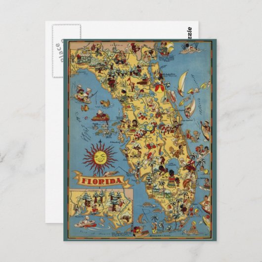 Vintage Karte Florida (Vorne/Hinten)