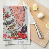 Vintage Karte Florida Geschirrtuch (Viertel Falte)