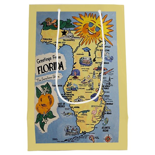 Vintage Karte Florida Mittlere Geschenktüte (Rückseite)