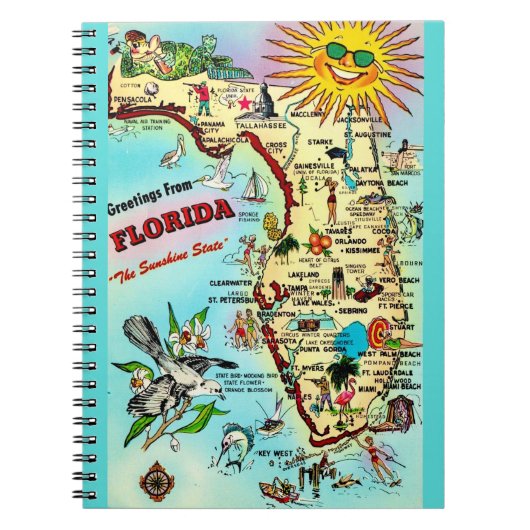 Vintage Karte Florida Notizblock (Vorderseite)