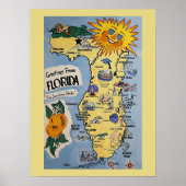Vintage Karte Florida Poster (Vorne)