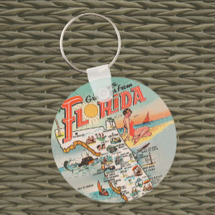 Vintage Karte Florida Schlüsselanhänger