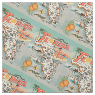 Vintage Karte Florida Stoff