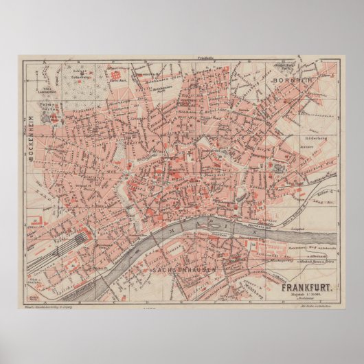 Vintage Karte Frankfurt/Main Deutschland (1900) Poster (Vorne)