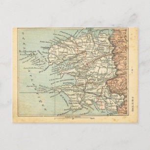 Vintage Karte Frankreich Finistere