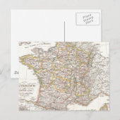 Vintage Karte Frankreichs (1850) (Vorne/Hinten)