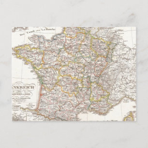 Vintage Karte Frankreichs (1850)