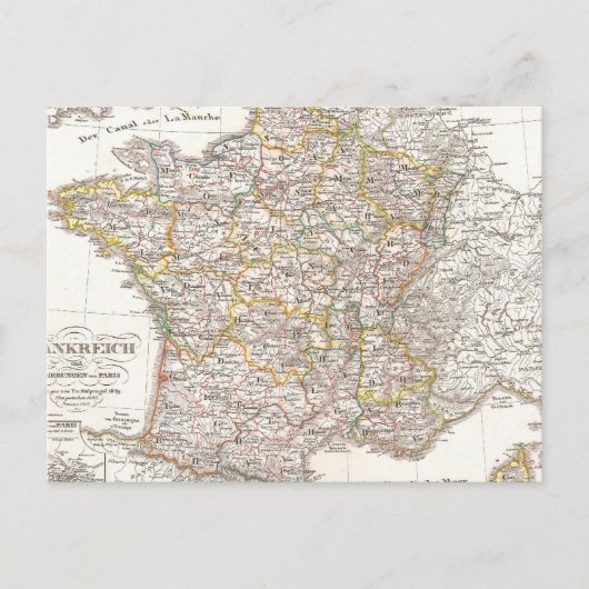 Vintage Karte Frankreichs (1850) (Vorderseite)