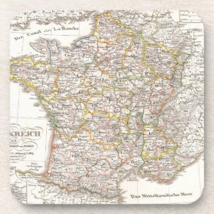 Vintage Karte Frankreichs (1850) Getränkeuntersetzer