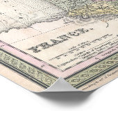 Vintage Karte Frankreichs, 1853 Poster (Ecke)