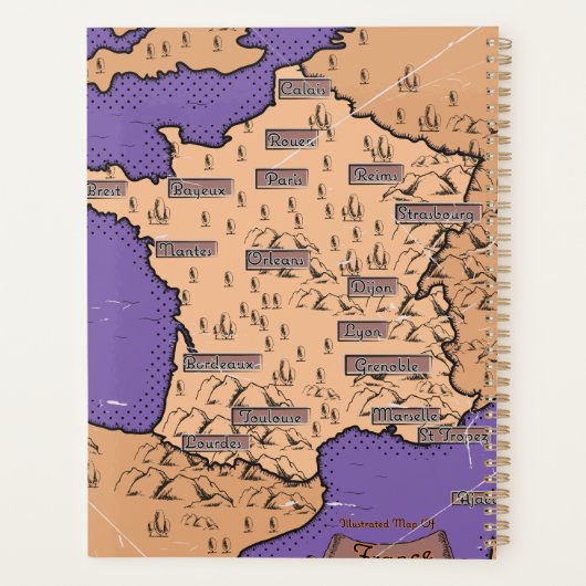 Vintage Karte Frankreichs Planer (Rückseite)