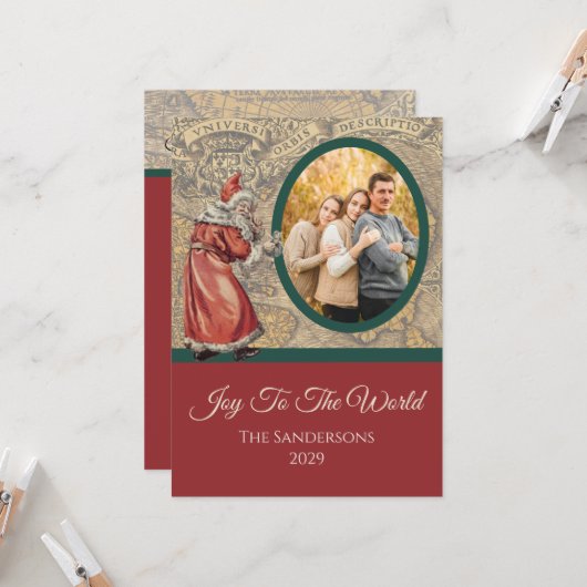 Vintage Karte Freude am Weihnachtsmann (Vorderseite/Rückseite Beispiel)