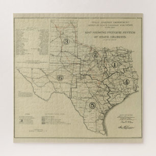 Vintage Karte für den Texas-Highway (1917) Puzzle