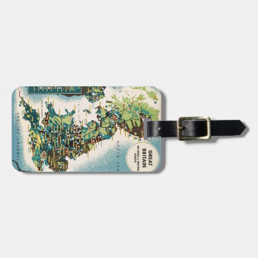 Vintage Karte für Großbritannien Gepäckanhänger (Vorderseite horizontal)