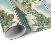 Vintage Karte für Großbritannien Geschenkpapier (Rolleneckpunkt)