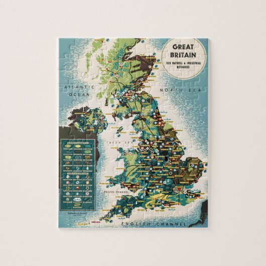 Vintage Karte für Großbritannien Puzzle (Vertikal)