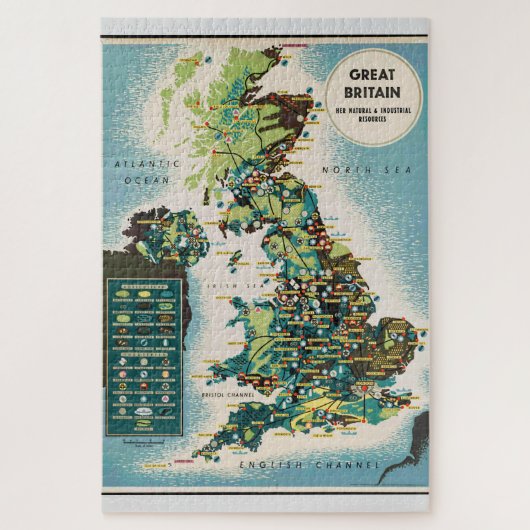 Vintage Karte für Großbritannien Puzzle (Vertikal)