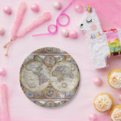 Vintage Karte für Reisende Pappteller (Party)