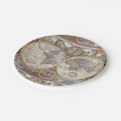 Vintage Karte für Reisende Pappteller (Schrägansicht)