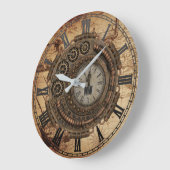 Vintage Karte für Steampunk-Maschinen Große Wanduhr (Winkel)