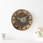Vintage Karte für Steampunk-Maschinen Große Wanduhr (Zuhause)
