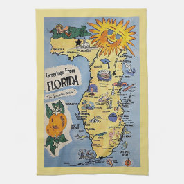 Vintage Karte für touristische Grüße in Florida Geschirrtuch