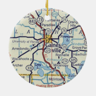 Vintage Karte Gainesville Fl Keramik Ornament