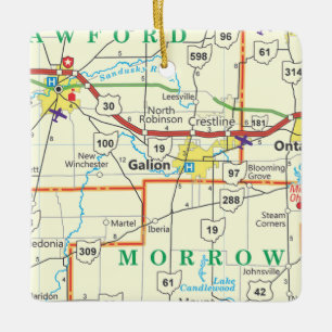 Vintage Karte Galion Ohio Keramikornament