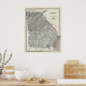 Vintage Karte Georgiens (1845) Poster (Küche)