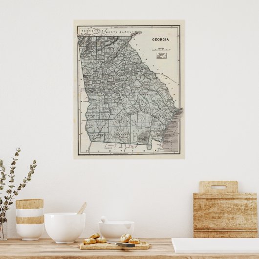 Vintage Karte Georgiens (1845) Poster (Küche)