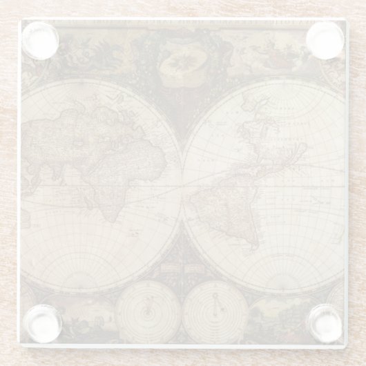 Vintage Karte Glasuntersetzer (Rückseite)