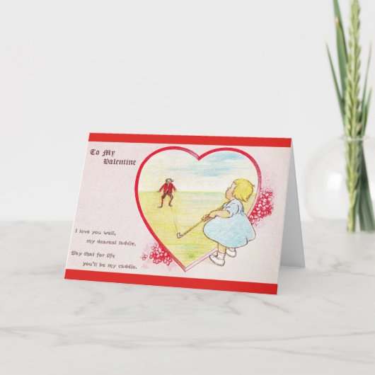 Vintage Karte GolfCaddievalentines Tages (Vorderseite)