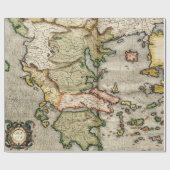 Vintage Karte Griechenlands (1596) Geschenkpapier (Flach)