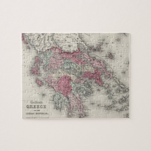 Vintage Karte Griechenlands (1865) Puzzle (Horizontal)