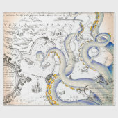 Vintage Karte Grunge Tentacles Geschenkpapier (Flach)