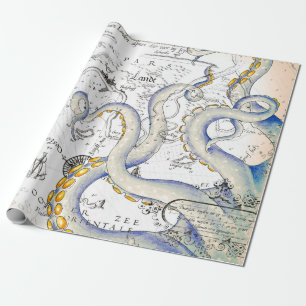 Vintage Karte Grunge Tentacles Geschenkpapier