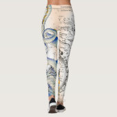 Vintage Karte Grunge Tentacles Leggings (Rückseite)