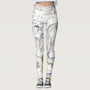 Vintage Karte Grunge Tentacles Leggings
