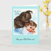 Vintage Karte gut Welpen und Baby (Gelbe Blume)