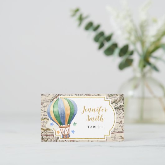 Vintage Karte Heißluftballon Adventure Baby Dusche (Stehend Vorderseite)