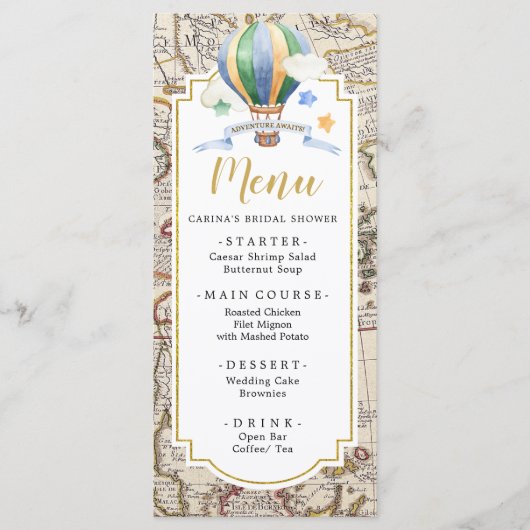 Vintage Karte Heißluftballon Adventure Baby Dusche (Vorderseite)