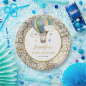 Vintage Karte Heißluftballon Adventure Baby Dusche Pappteller (Party)