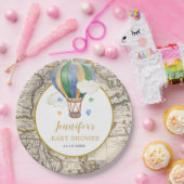Vintage Karte Heißluftballon Adventure Baby Dusche Pappteller (Party)