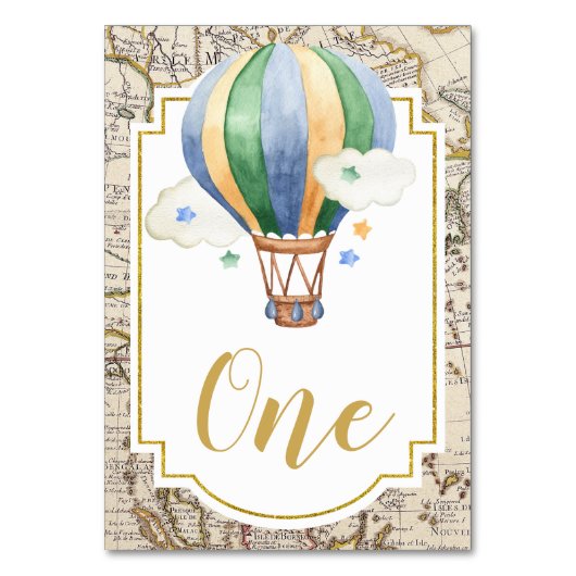 Vintage Karte Heißluftballon Babydusche (Vorderseite)