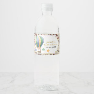 Vintage Karte Heißluftballon Babydusche Wasserflaschenetikett