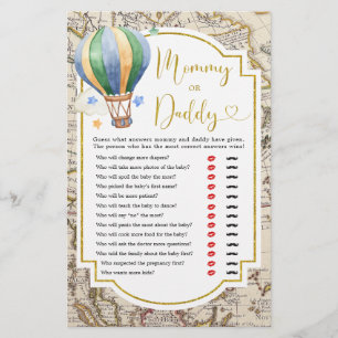 Vintage Karte Heißluftballon Dusche Mommy oder Dad
