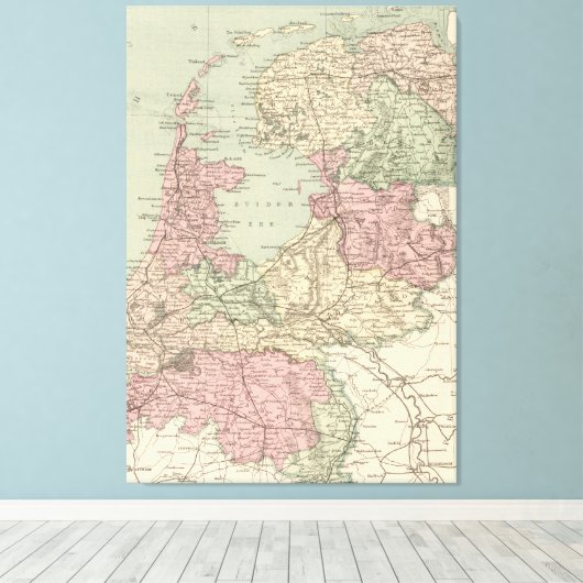 Vintage Karte Hollands (1873) Leinwanddruck (Insitu (Holzboden))