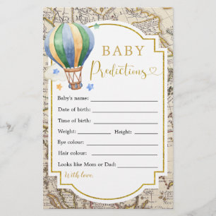 Vintage Karte Hot Air Ballon Baby Vorhersagen